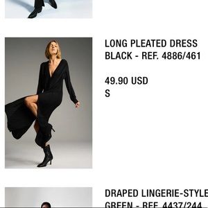 Zara Long Pleated Dress-Black